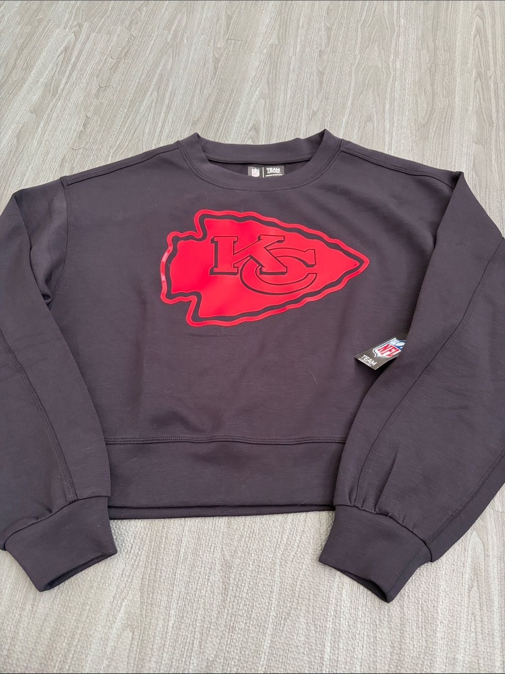 NFL Black Crewneck Sweatshirt with Red Kansas City Chiefs Logo